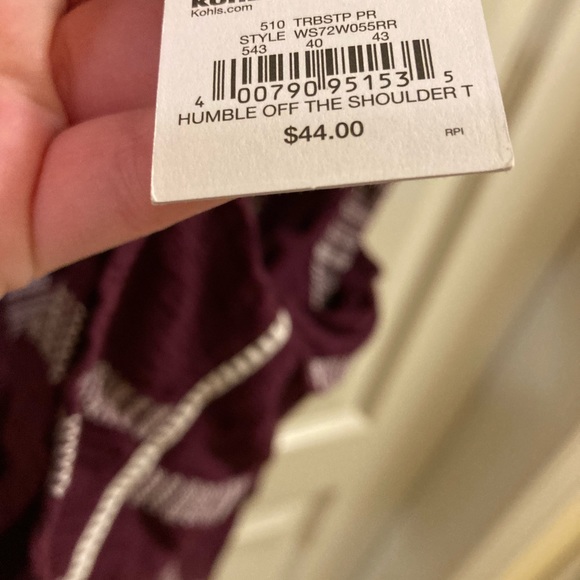 🐆3/$15 Sonoma stripped off shoulder top NWT - Picture 6 of 6